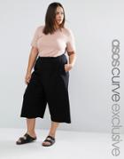 Asos Curve Culottes In Cotton Jersey - Black