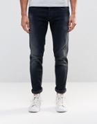 Replay Thyber Slim Jeans Power Stretch Dark Distressed Wash - Blue