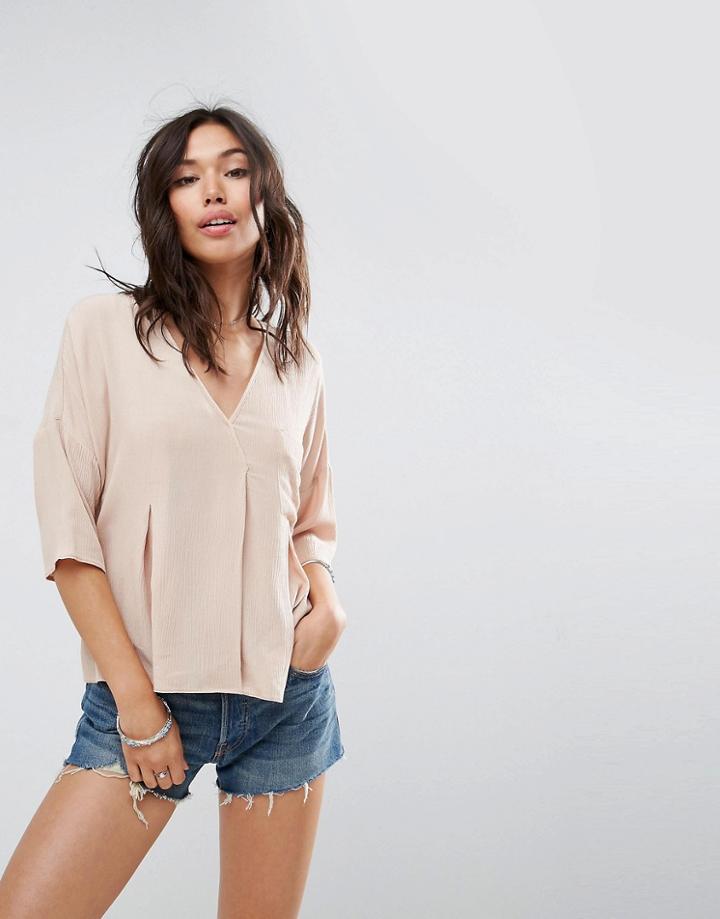 Asos Design Swing Top In Crinkle - White