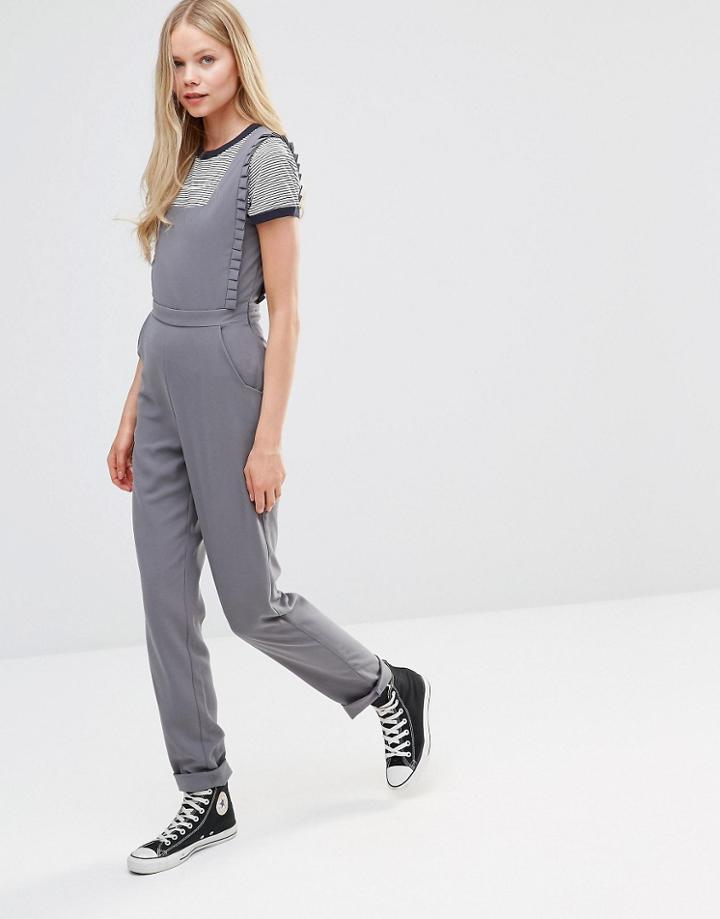 Alter Frill Edge Pinafore Jumpsuit - Gray