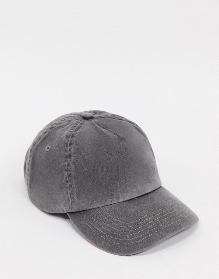 Asos Design Baseball Cap In Washed Black