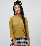 Monki Ribbed Cross Back Top In Khaki - Beige
