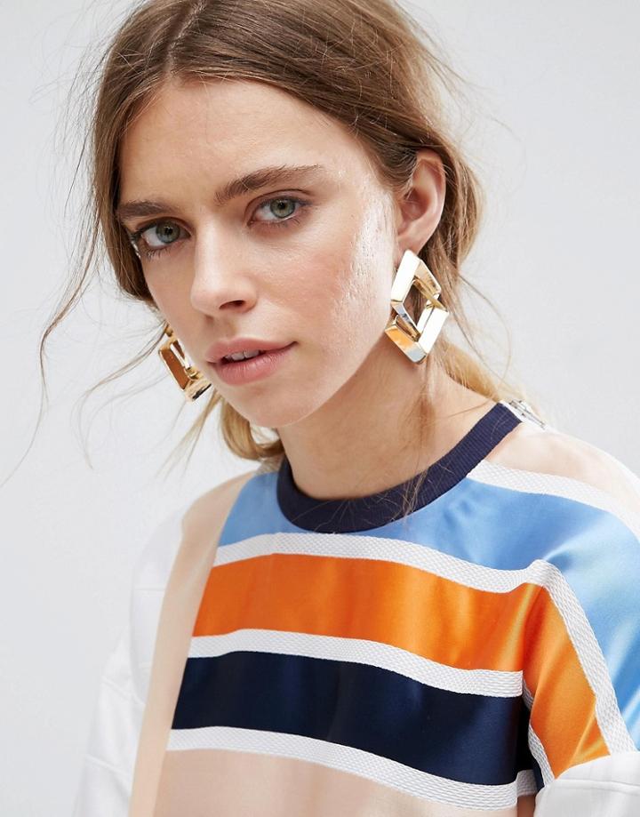 Asos Interlocking Open Shape Earrings - Gold