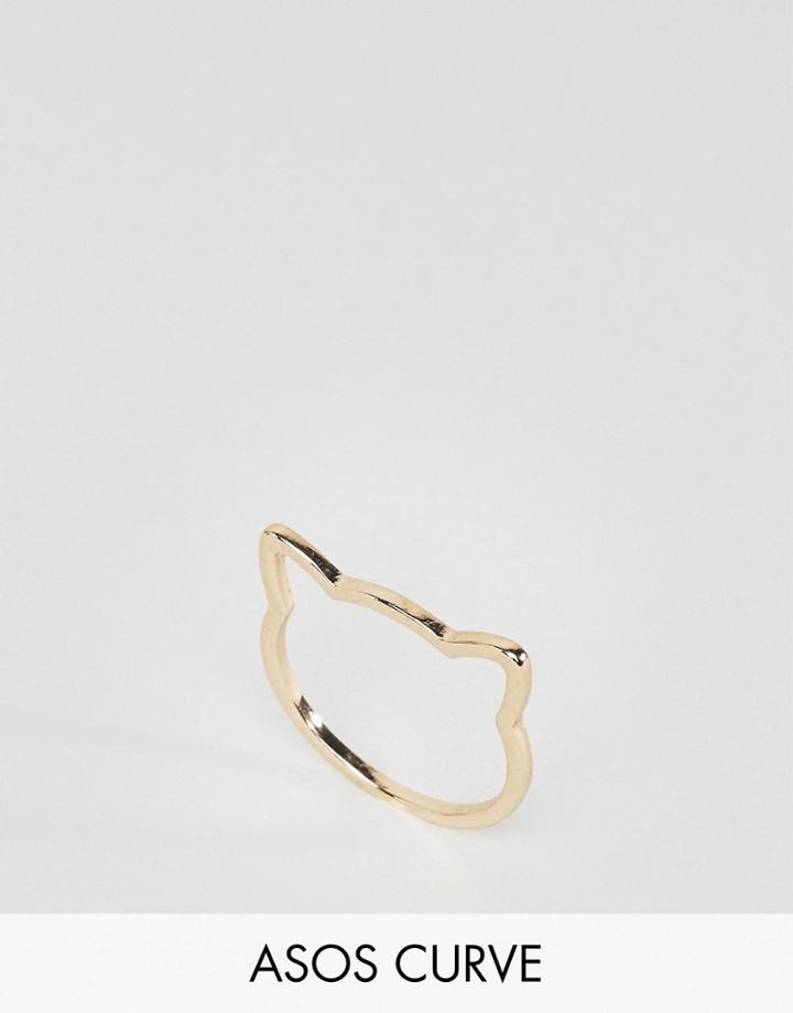 Asos Curve Kitty Cat Ring - Gold