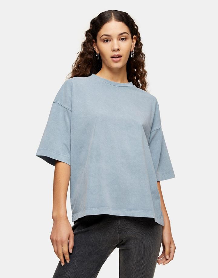 Topshop Oversized T-shirt In Blue-brown