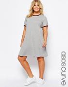 Asos Curve T-shirt Dress With Contrast Tipping - Gray