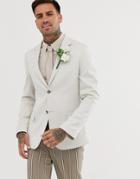 Asos Design Wedding Slim Blazer In Micro Texture Ice Gray - Gray