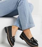 Truffle Collection Wide Fit Tassel Loafers In Black