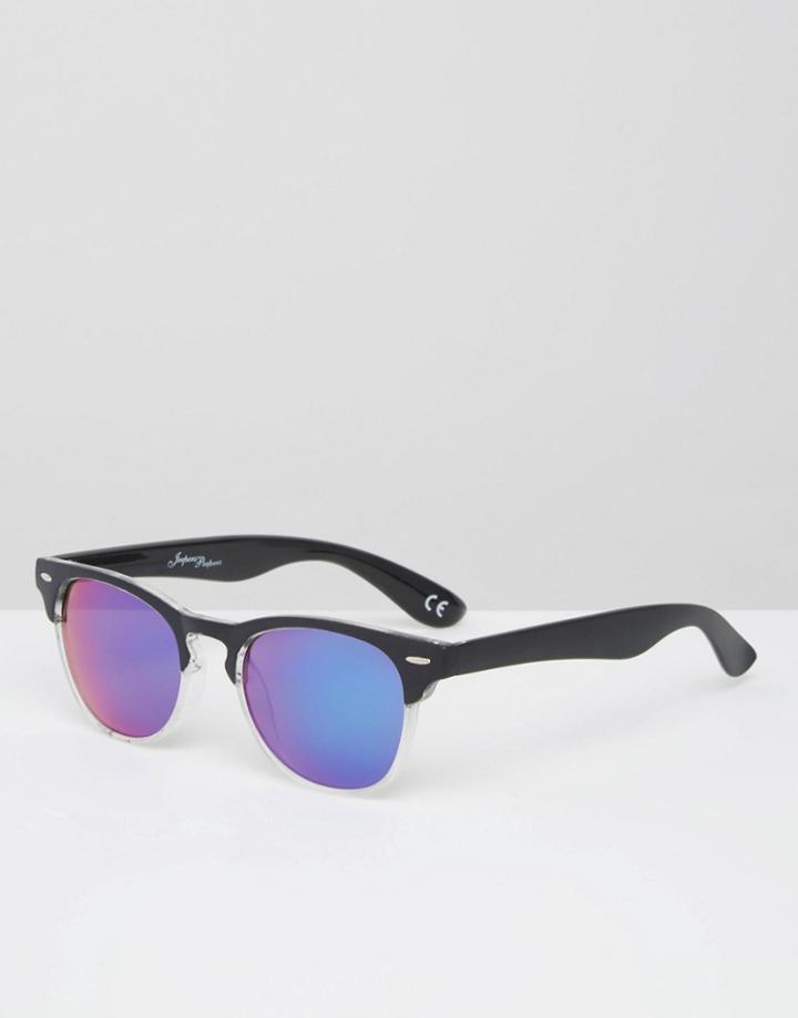 Jeepers Peepers Sqaure Sunglasses With Mirrored Lens - Black