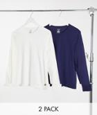 Lyle & Scott Bodywear 2 Pack Long Sleeve Tops In Multi-white