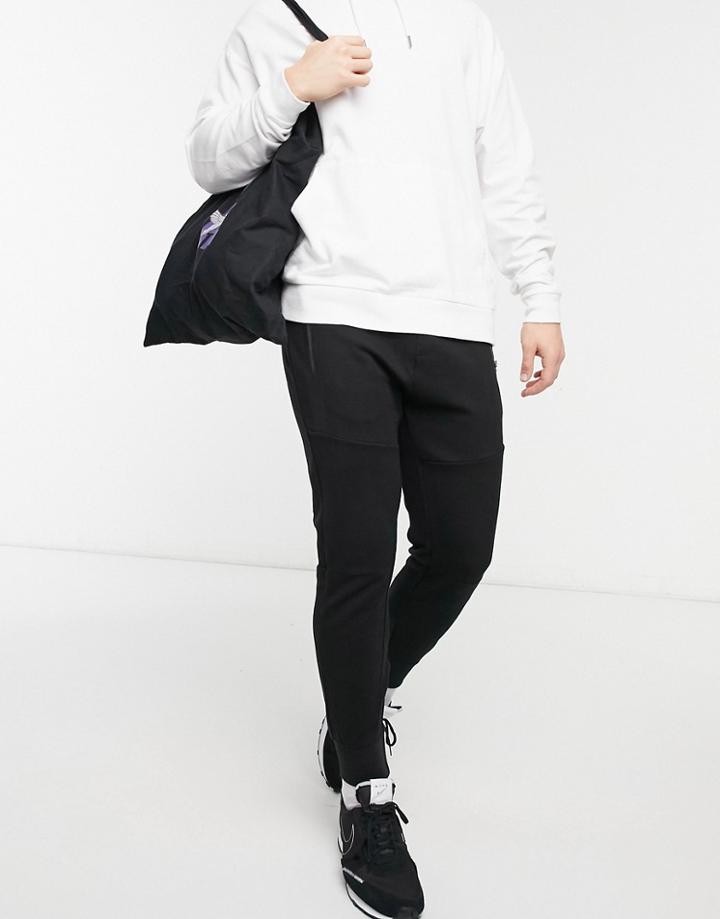 Pull & Bear Ottoman Textured Sweatpants In Black
