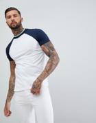 Asos Design Relaxed Fit Raglan T-shirt With Contrast Tipping Neck - Multi