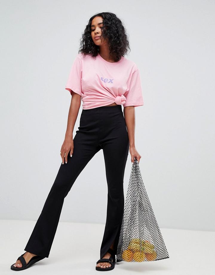 Weekday Split Leg Ponte Pants In Black - Black