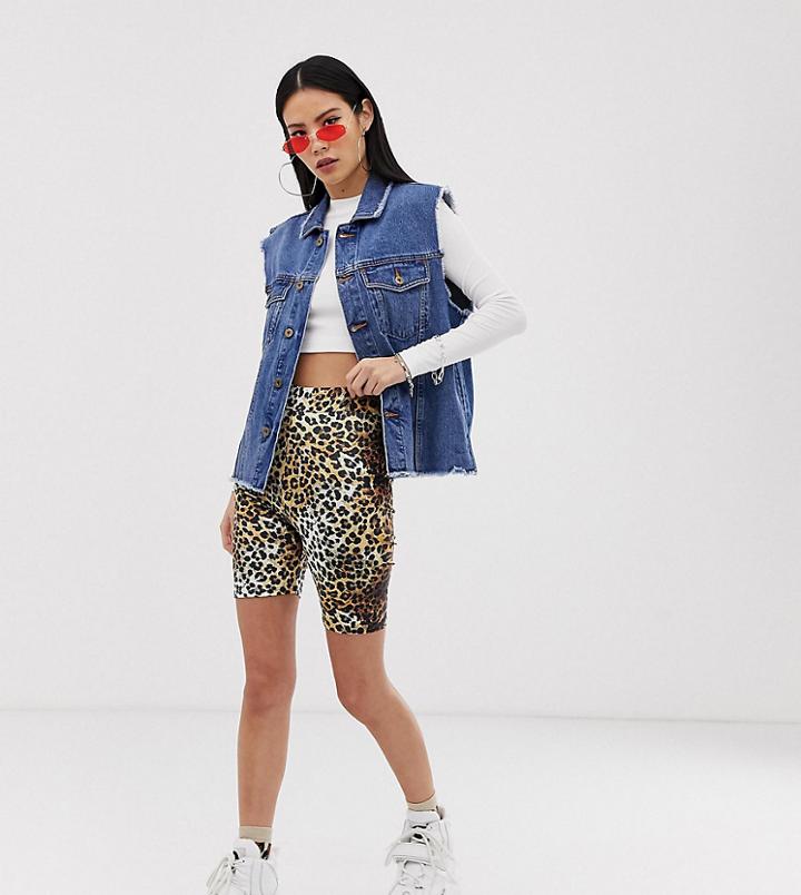 Collusion Legging Shorts In Leopard Print