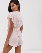 Asos Design Bridesmaid Wrap Pyjama Short Set-pink