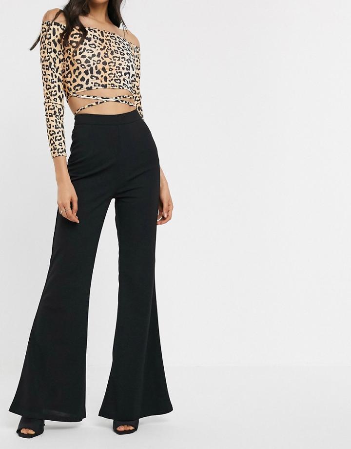 Club L London High Waist Bootcut Pants In Black