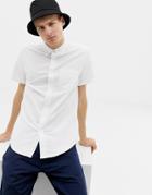 J.crew Mercantile Short Sleeve Stretch Slim Fit Oxford Shirt Button Down In White - White