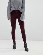 New Look Frayed Hem Skinny Jeans - Red