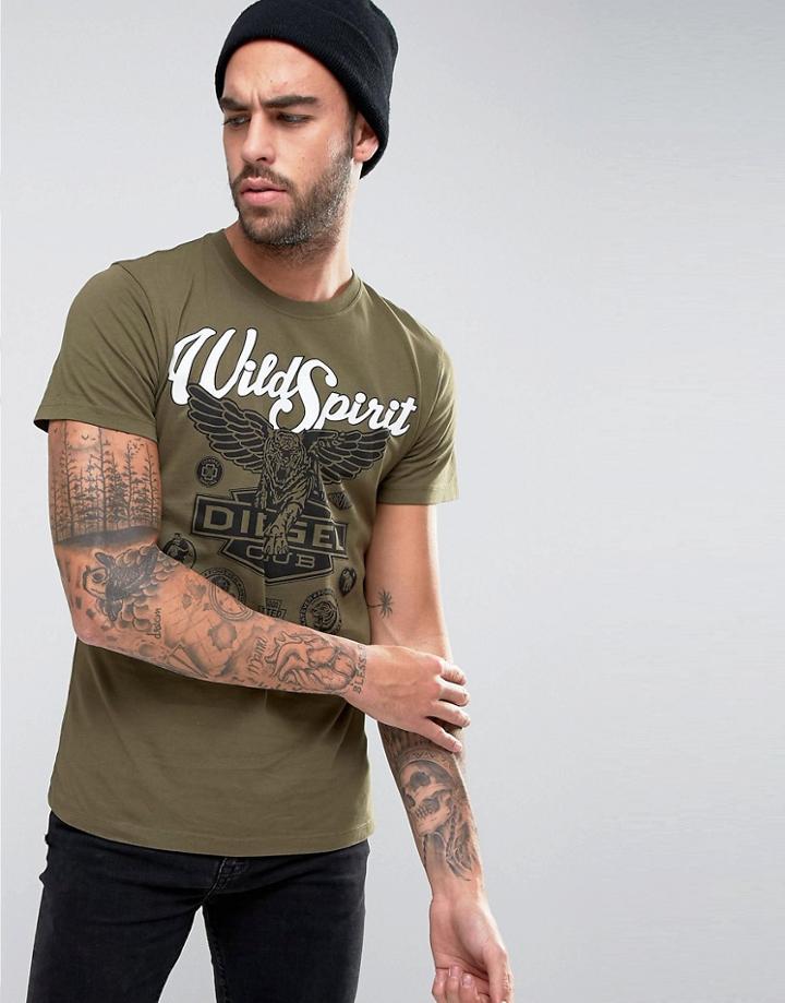 Diesel T-diego-gt T-shirt Winged Logo - Green