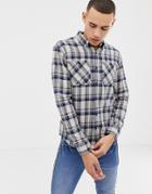 D-struct Twin Pocket Plaid Flannel Shirt - Stone
