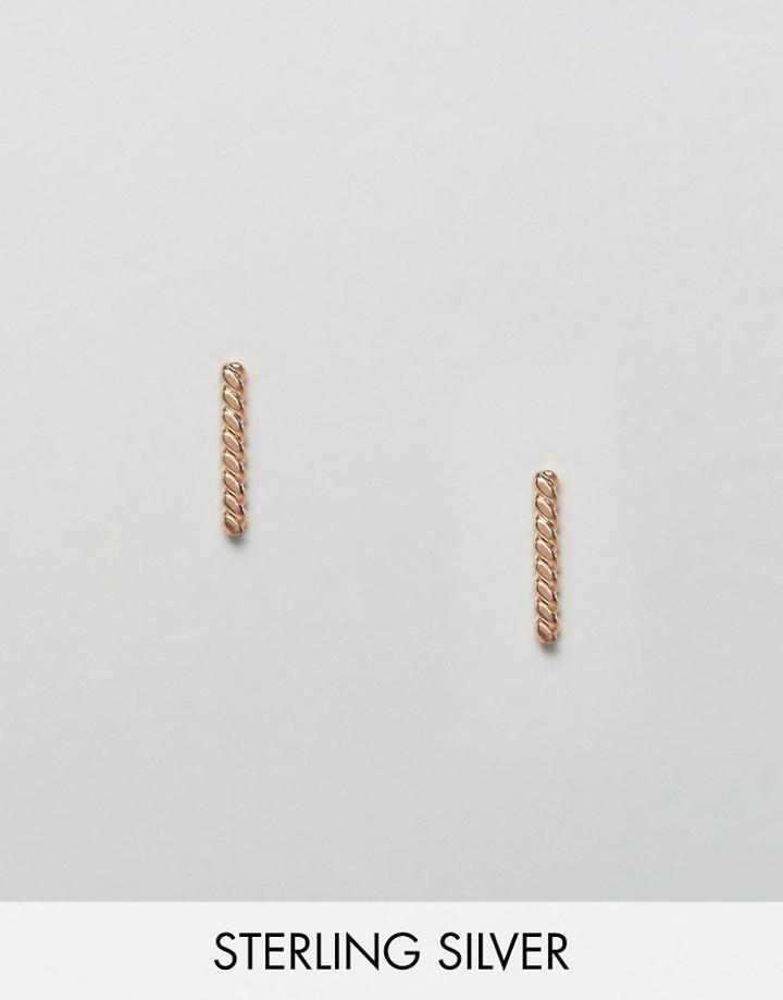 Asos Rose Gold Plated Sterling Silver Twist Bar Earrings - Rose Gold