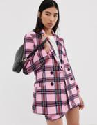 Asos Design Strawberry Check Suit Blazer - Multi