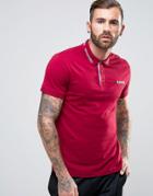 Lambretta Polo Shirt With Jaquard Collar - Red