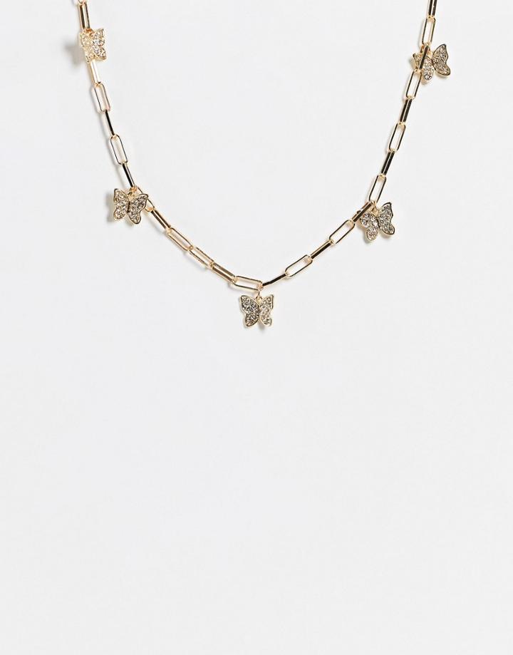 Pieces Chain Necklace With Butterfly Charm In Gold