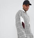 Add Oversized Overhead Jacket In Check With Half Zip - Brown