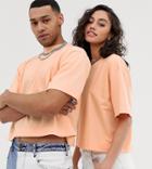 Collusion Unisex Cropped T-shirt In Orange