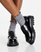 Truffle Collection Chunky Lace Up Shoes In Black