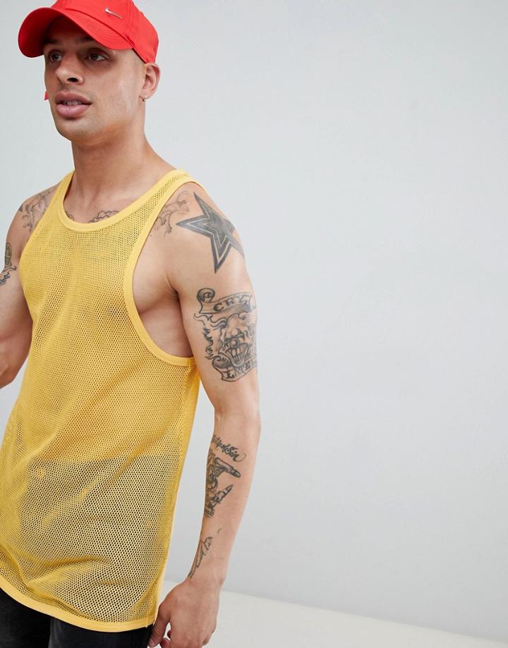 Weekday Tim Mesh Tank Top - Yellow