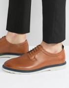 Asos Derby Shoes In Tan Leather With Contrast Sole Detail - Tan