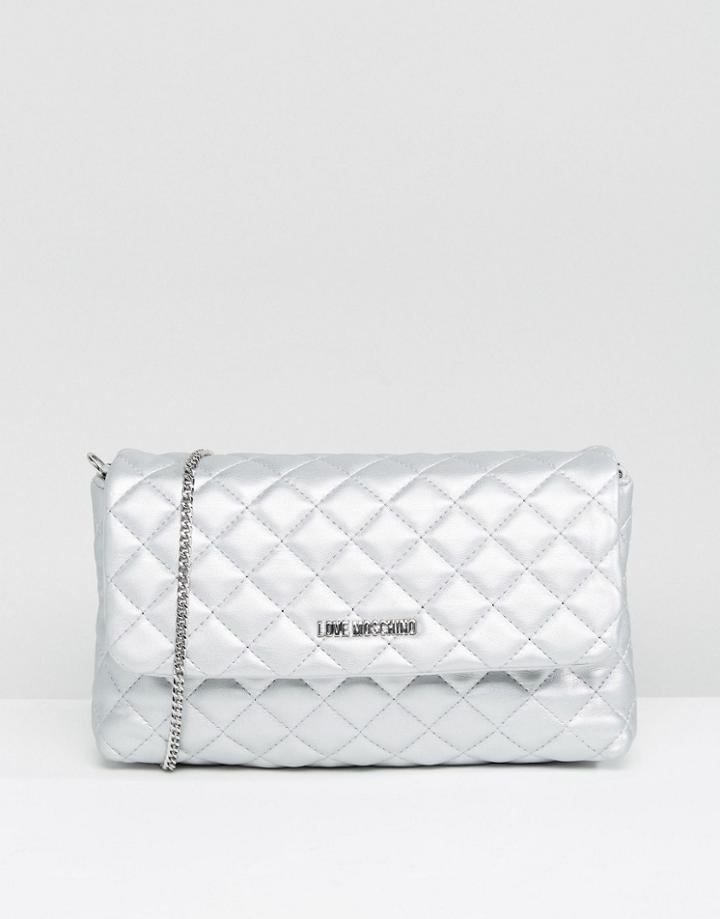 Love Moschino Metallic Quilted Shoulder Bag - Silver