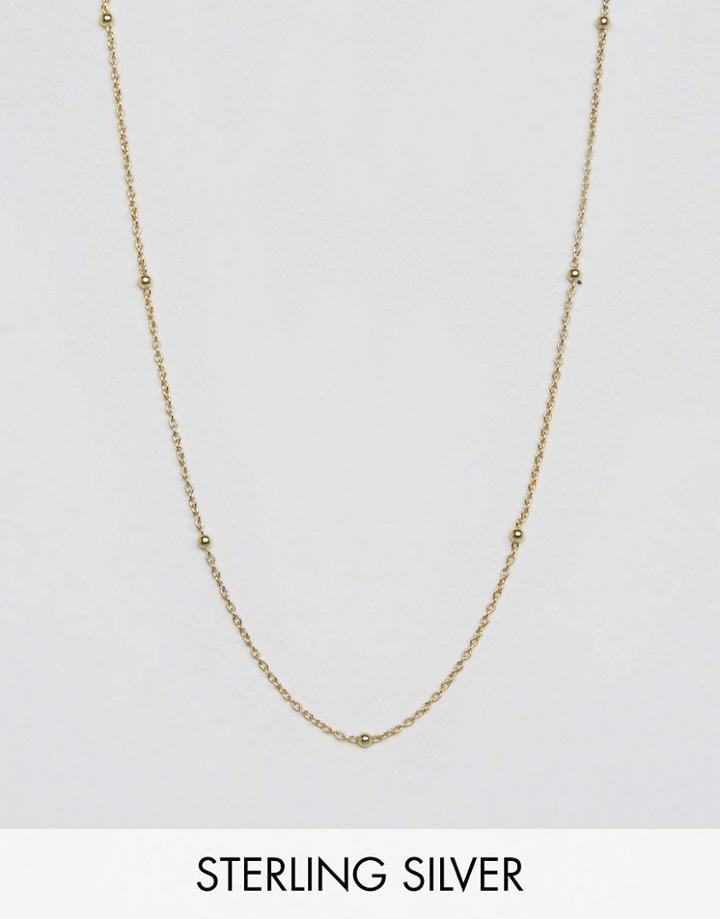 Asos Gold Plated Sterling Silver Ball Chain Necklace - Gold