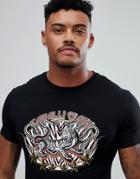 Cavalli Class T-shirt In Black With Tiger Print - Black