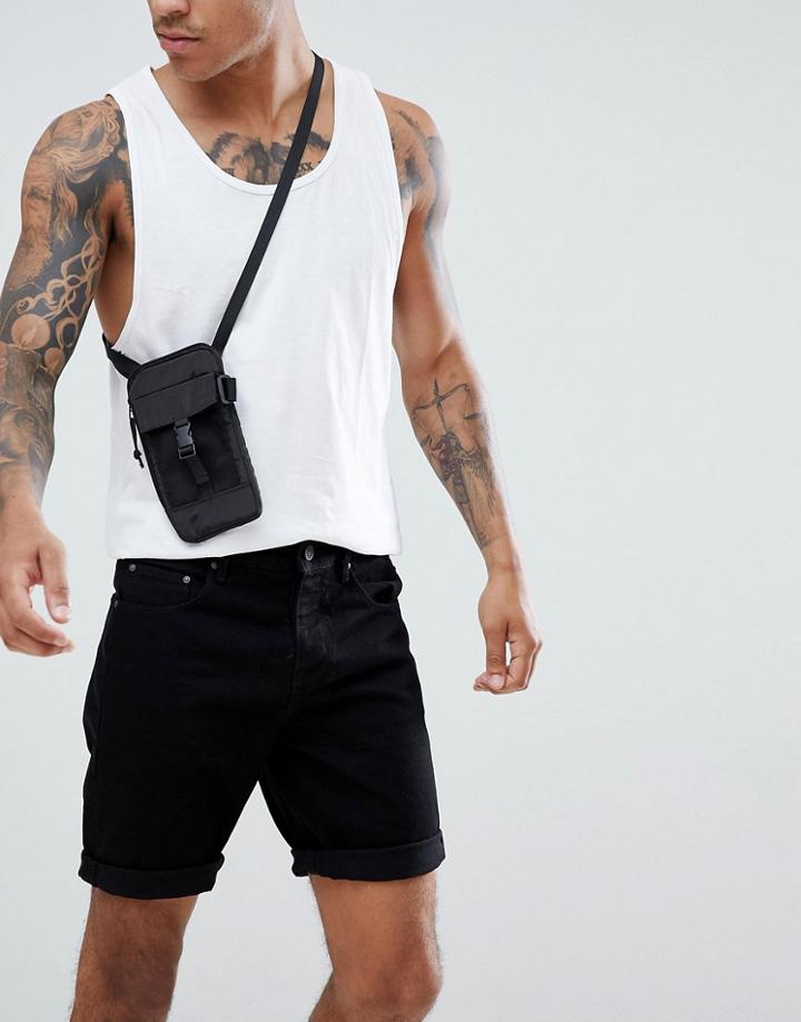 Asos Design Denim Shorts In Slim Black - Black