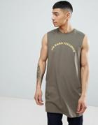 Asos Design Oversized Tank With Dropped Armhole With No Hard Feelings Print - Green