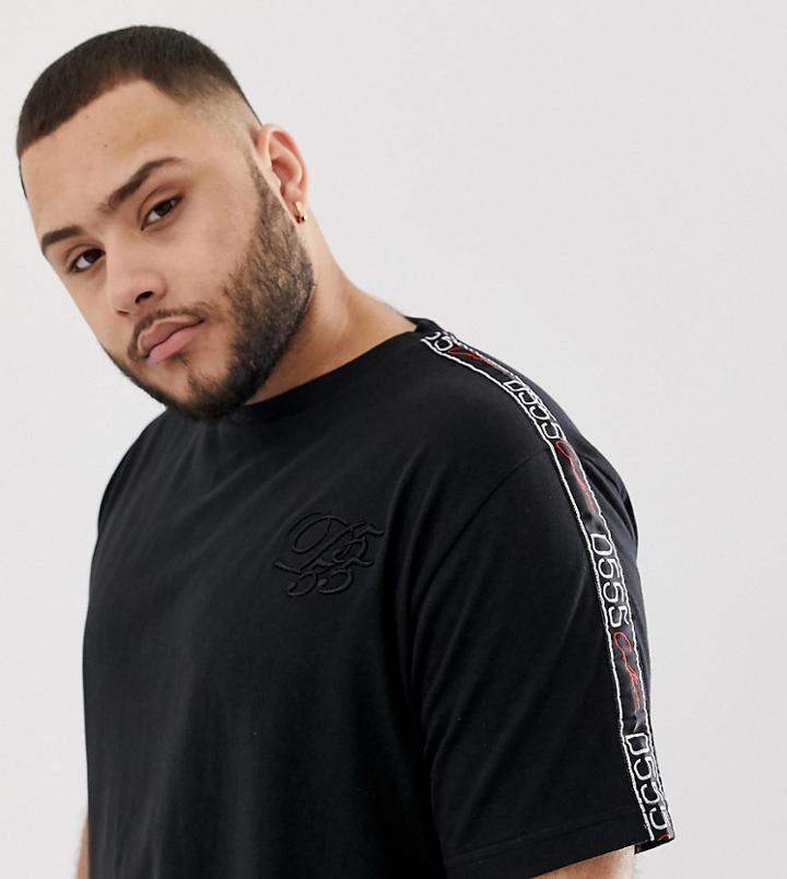 Duke King Size T-shirt With Curved Hem And Taped Sleeves-black