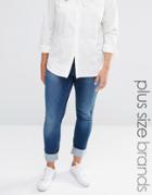 Junarose Plus Five Jeans In Slim Fit - Med Blue