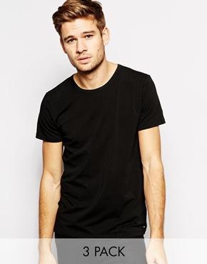 Tommy Hilfiger Stretch Crew Neck T-shirts In 3 Pack - Black