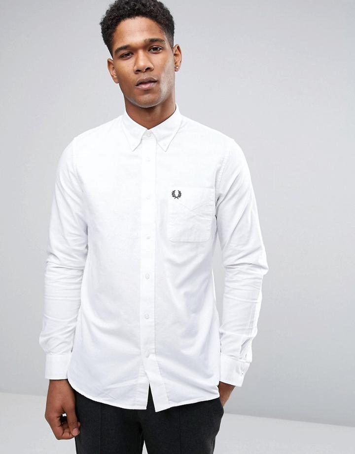 Fred Perry Slim Oxford Shirt Buttondown In White - White