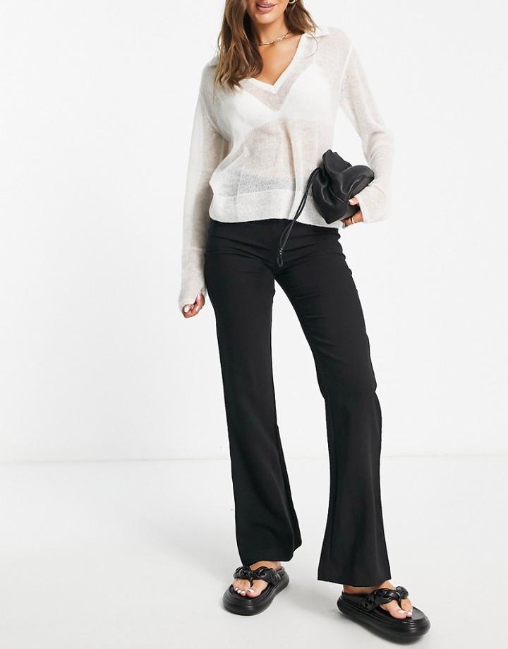 Y.a.s Flared Pants With Chunky Belt Loops In Black