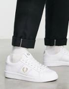 Fred Perry Gold Logo Twill Sneakers In White-black