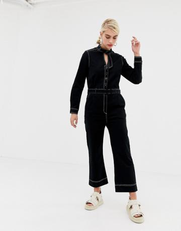 2ndday Agnes Jumpsuit With Contrast Stitching - Black