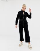 2ndday Agnes Jumpsuit With Contrast Stitching - Black