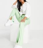 Asos Design Petite High Waisted Stretch Skinny Pants With Split Front In Pistachio-green
