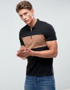 Kiomi Polo Shirt With Color Block - Black