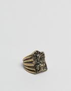 Asos Oversized Ring With Statue Design In Burnished Gold - Gold
