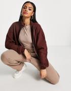 Na-kd High Neck Zip Front Sweatshirt In Burgundy-red